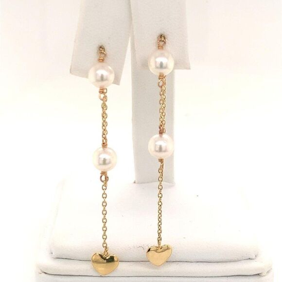 Akoya Pearl Earrings 14 KT Gold Certified $890 013428 - Picture 11 of 12